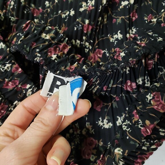 VTG PHD Paul Harris Fairy Grunge Dark Floral Maxi Skirt Size M Black Whimsigoth - Picture 8 of 10